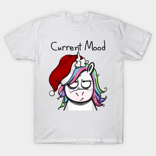 Christmas Unicorn in Quite a Mood - Light T-Shirt by Fun4theBrain